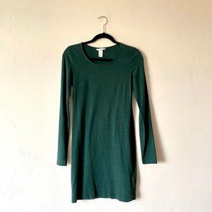 Dark Green Long Sleeve Mini Dress